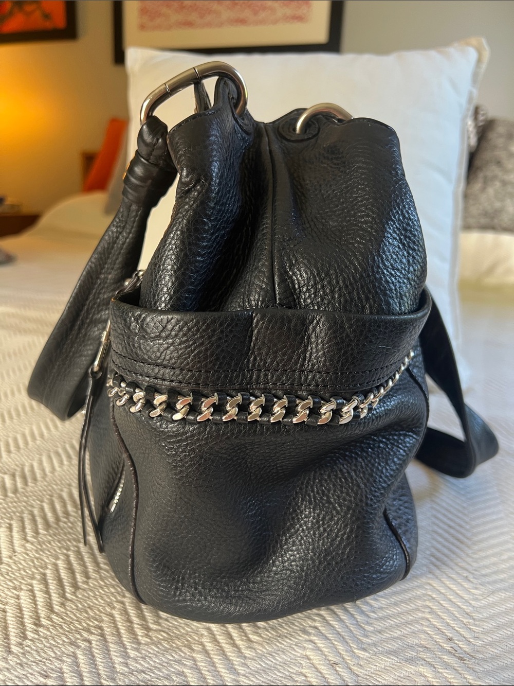 B. Makowsky black pebbled leather hobo shoulder bag - Picture 3 of 8